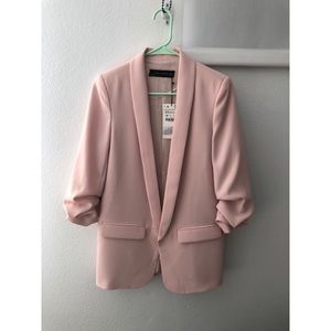 Zara Pink Salmon XS Crepe Blazer